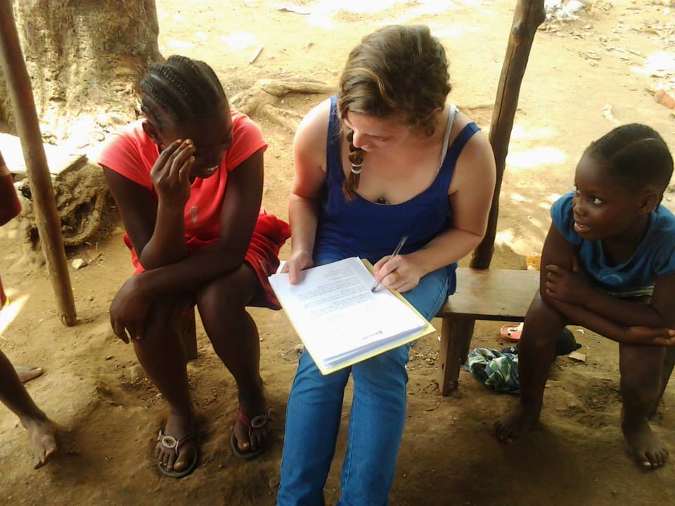 teaching kids as part of volunteering in Liberia